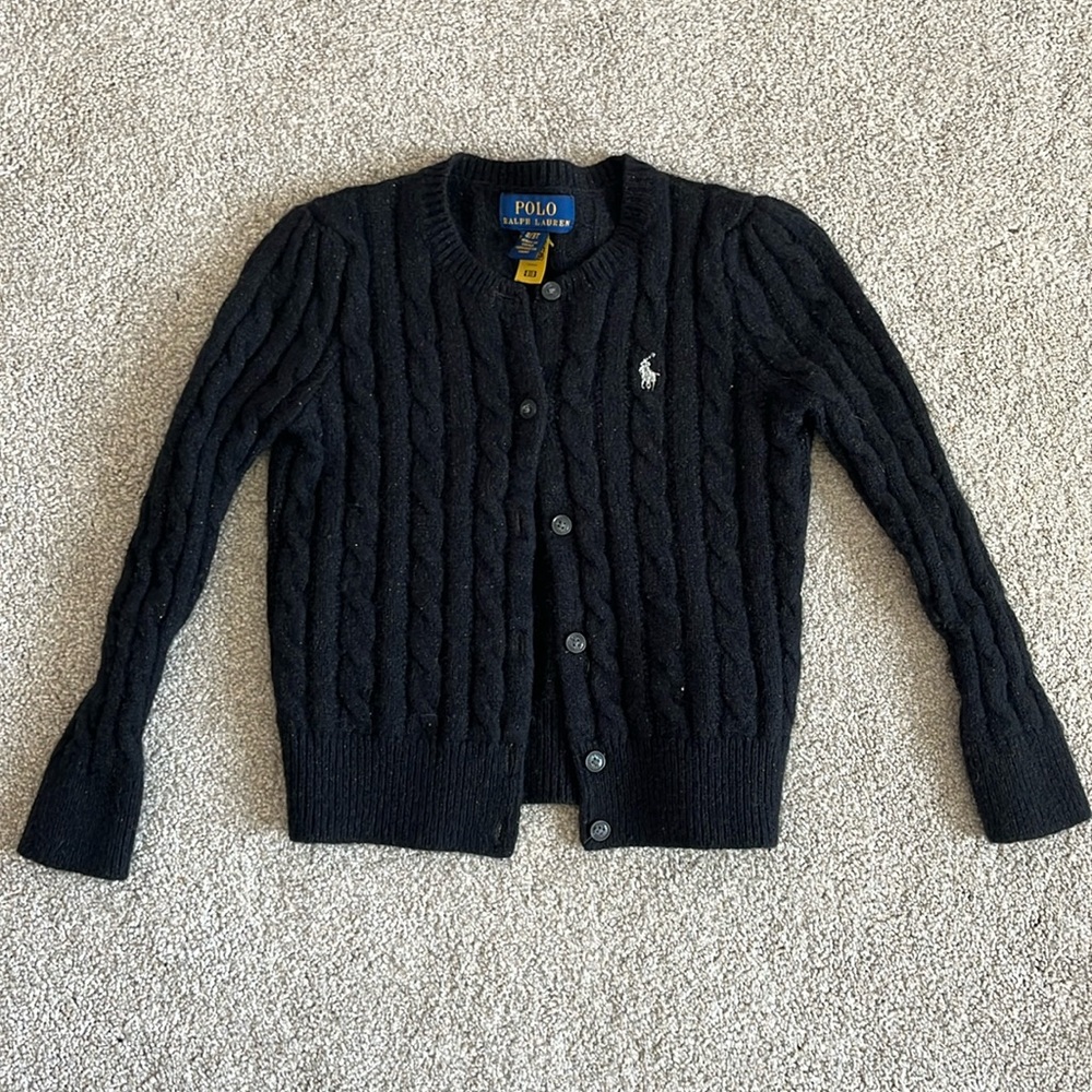 Kids black cardigan polo